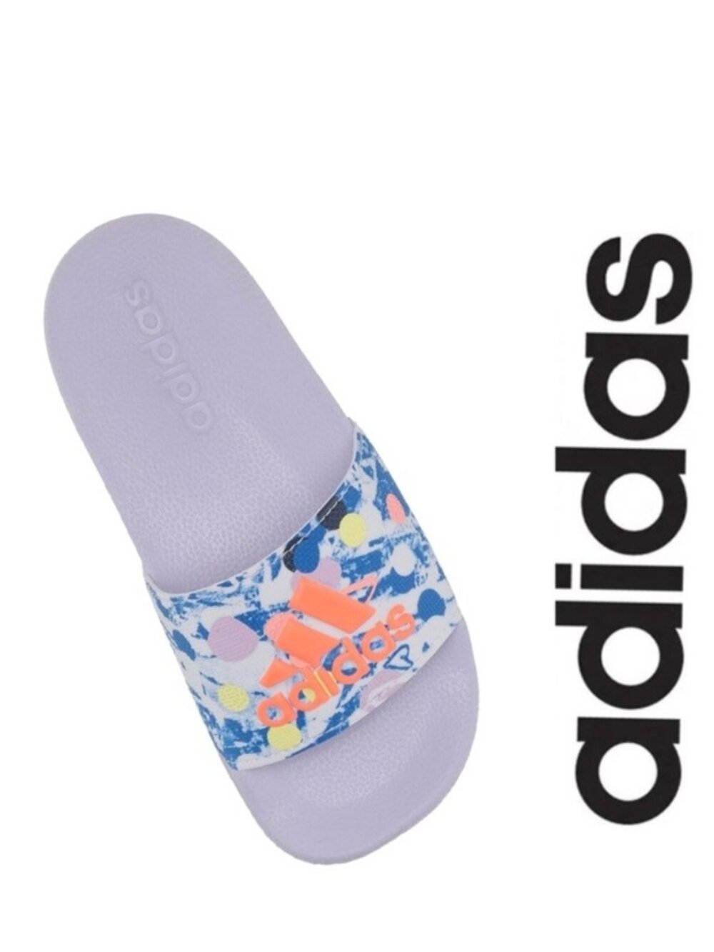 Adidas | Adilette Shower Slides Purple Tint/Signal Coral/ Blue | Size 5